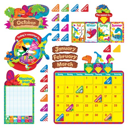 Trend Enterprises Dino-Mite Pals Calendar Bulletin Board Set, PK2 T8370